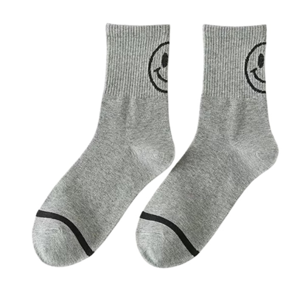 New Gray Smiley mid tube socks